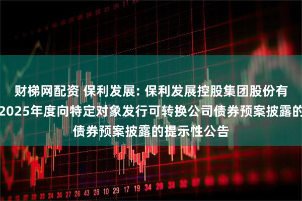 财梯网配资 保利发展: 保利发展控股集团股份有限公司关于2025年度向特定对象发行可转换公司债券预案披露的提示性公告