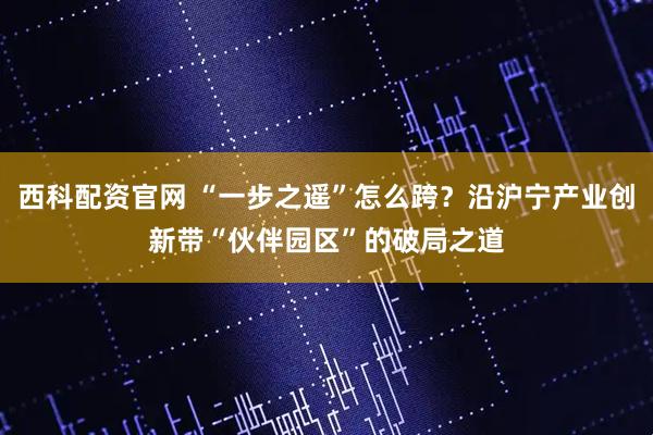 西科配资官网 “一步之遥”怎么跨？沿沪宁产业创新带“伙伴园区”的破局之道